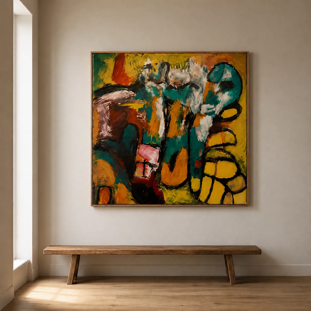 Painting titled Ochre Assembly
